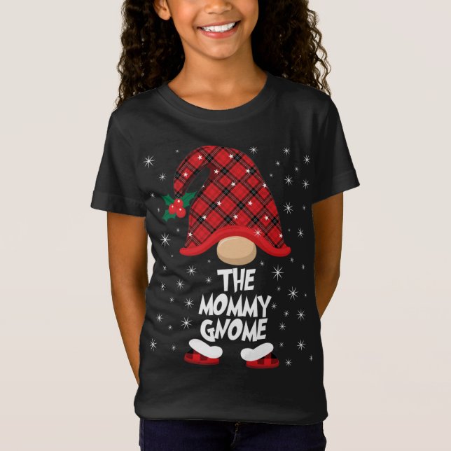 T-Shirt Le Buffle de Noël de maman Gnome Plaid Matching F (Devant)