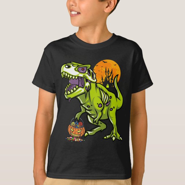 T-shirt Le cadeau de Halloween Zombie Dinosaur pour les fi (Devant)
