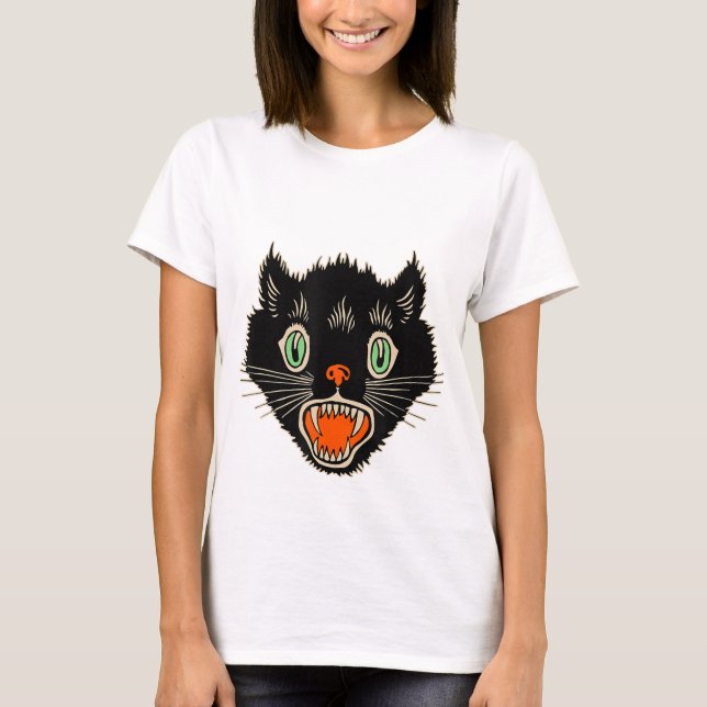 T-shirt Le cadeau d'horreur de chats noirs d'Halloween Vin (Devant)