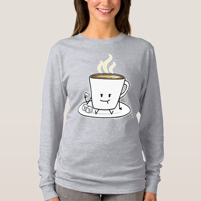 T-shirt Le café de latte de tasse de café mangeant du (Devant)