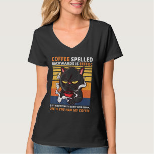 T-shirt Le Café Écrit À L'Arrière Est Eeffoc Black Cat Boi