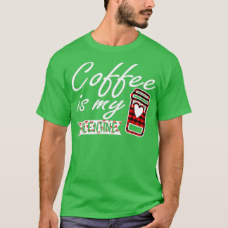 T-shirt Le café est ma valentine Red Buffalo Plaid pour le