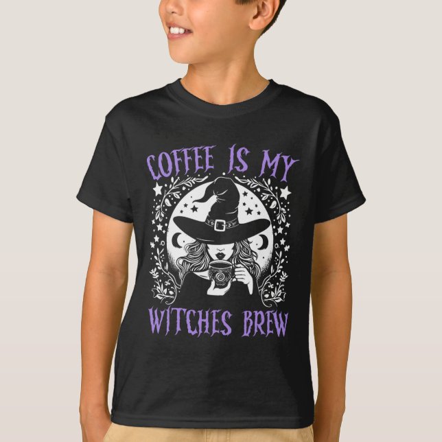 T-shirt Le café est mes sorcières Brew Retro Halloween sor (Devant)
