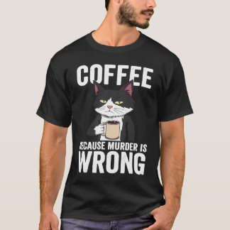 T-shirt Le café est Meurtre est Faux Vêtements pour Chat