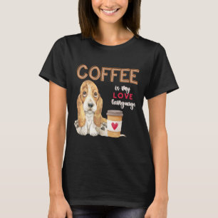 T-shirt Le café est mon amour Langue Basset Hound Chiot