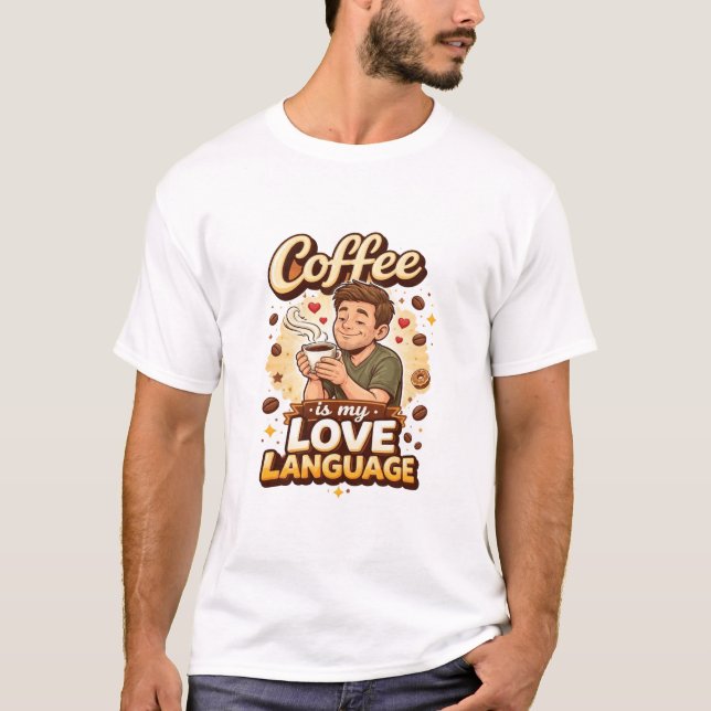 T-shirt Le café est mon langage de l'amour (Devant)
