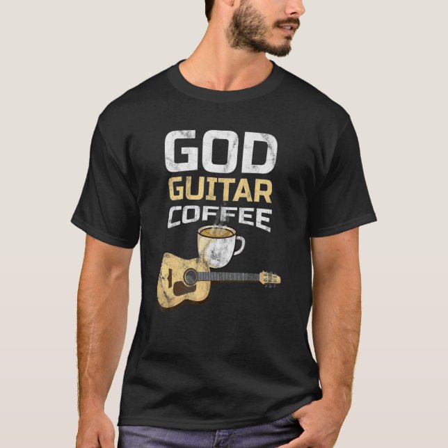 T-shirt Le Café Guitare De Dieu Et Le Café Guitariste Jésu (Devant)