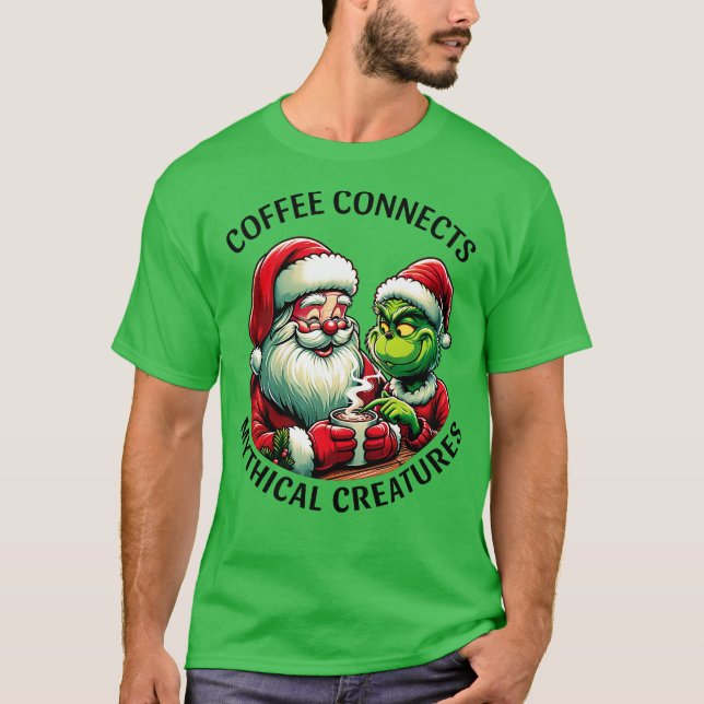 T-shirt Le café relie les créatures mythiques (Devant)