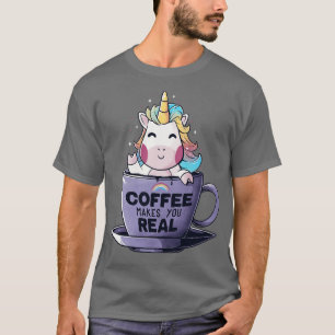 T-shirt Le Café Vous Rend Vraiment Drôle Mignonne Unicorne
