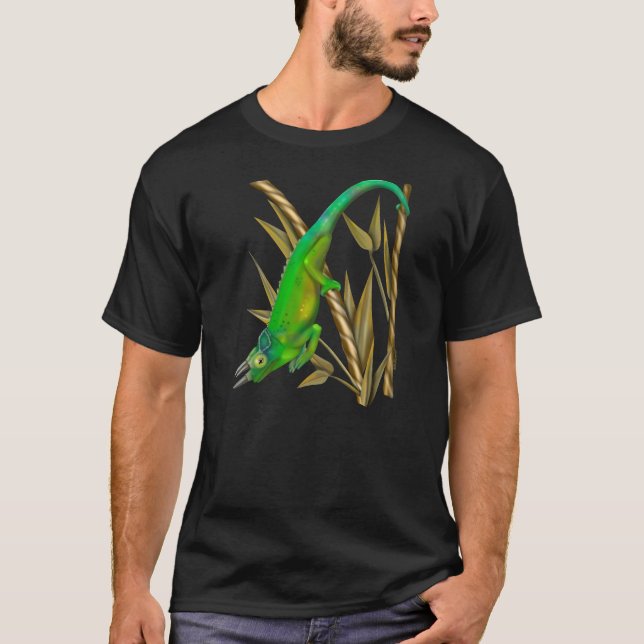 T-shirt Le caméléon de Jackson traînant dans le bambou (Devant)