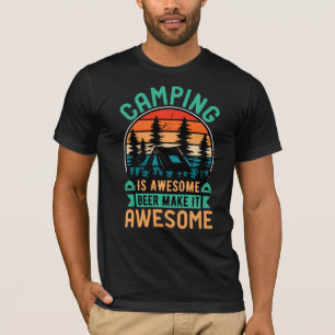 T-shirt Le camping est génial, la bière le rend encore mei