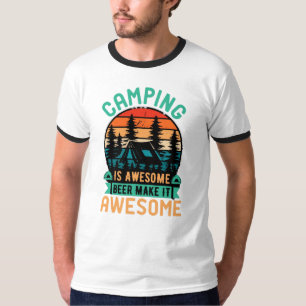 T-shirt Le camping est génial, la bière le rend encore mei