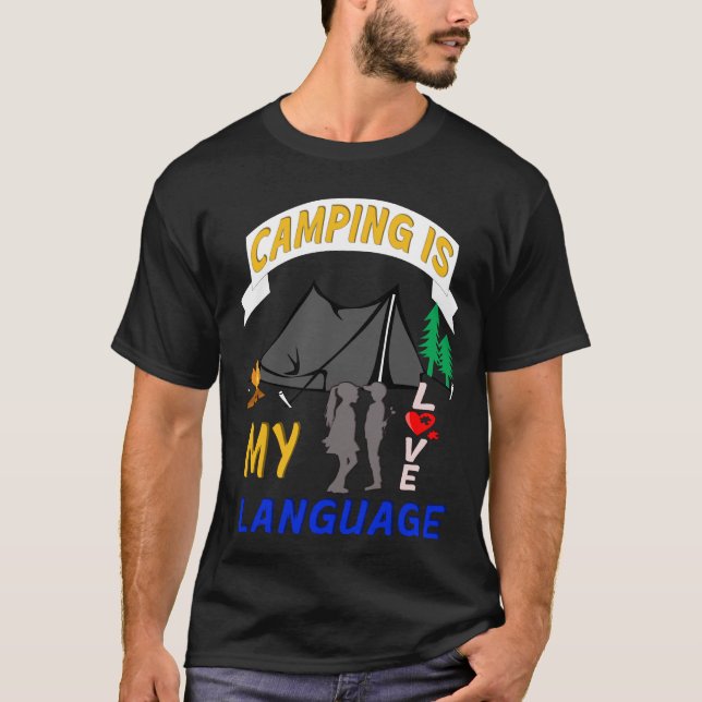 T-shirt le camping est ma langue d'amour (Devant)
