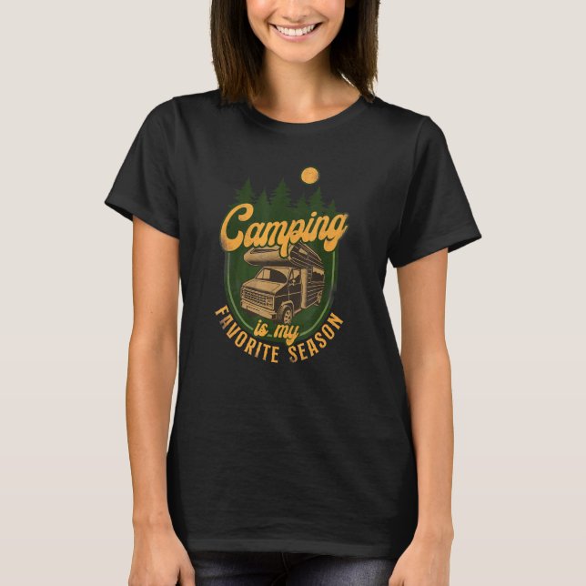 T-shirt Le Camping Est Ma Saison Préférée Camping-Car Cara (Devant)