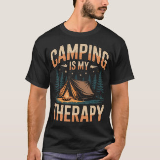 T-shirt Le Camping Est Ma Thérapie Amusement Feu De Camp E