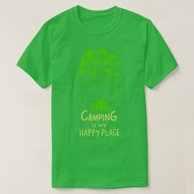 T-shirt Le Camping Est Mon Endroit Heureux (Design devant)