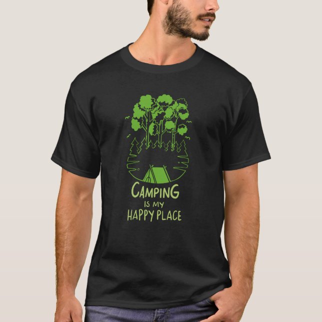 T-shirt Le camping est mon endroit heureux (Devant)