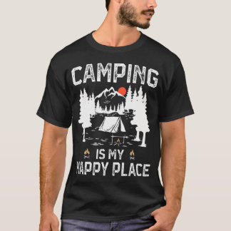 T-shirt Le camping est mon endroit heureux Funny Camper Fo