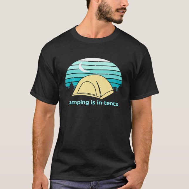 T-shirt Le Camping Mens Est Dans Les Tentes - Drôle Pour L (Devant)