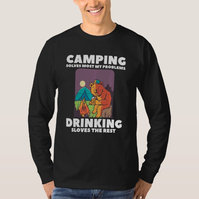 T-shirt Le Camping Résout La Plupart De Mes Problèmes Boir (Devant)