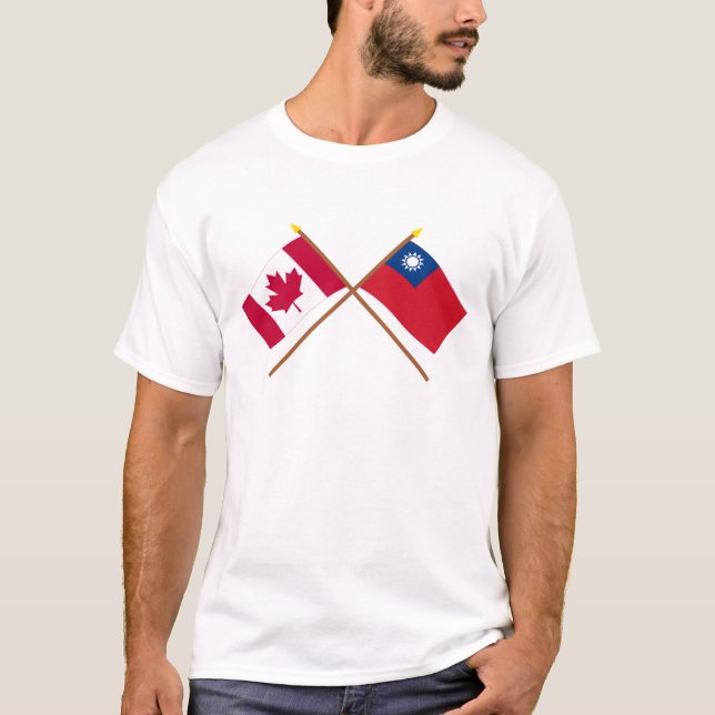 T-shirt Le Canada et les drapeaux croisés par Taïwan (Devant)