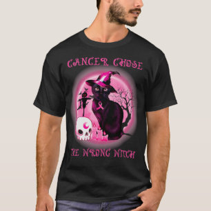 T-shirt Le cancer a choisi la mauvaise sorcière Chat noir 