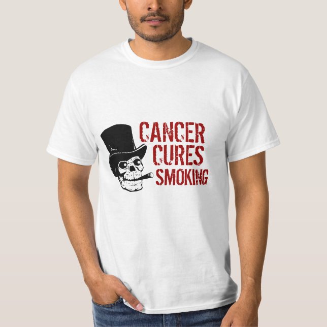 T-shirt Le cancer guérit le tabagisme crâne avec chapeau s (Devant)