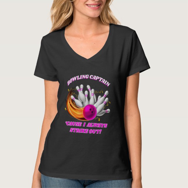 T-shirt Le capitaine de bowling Rollin' Bowlers frappe (Devant)