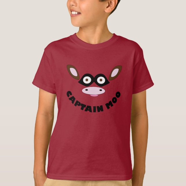 T-shirt Le capitaine Moo Superhero Cow inspiré (Devant)