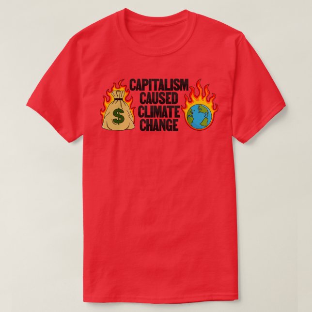 T-shirt Le capitalisme à l'origine du changement climatiqu (Design devant)