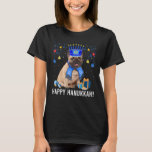 T-shirt Le Casquette de Noël de Bulldog Menorah, joyeux Ha<br><div class="desc">Le Casquette français Bulldog Menorah Noël Joyeux juif Hanoukka</div>