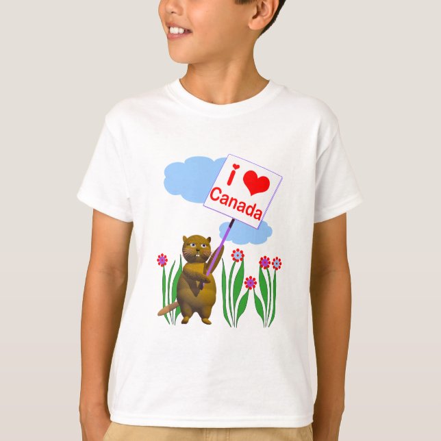 T-shirt Le Castor canadien aime le Canada (Devant)