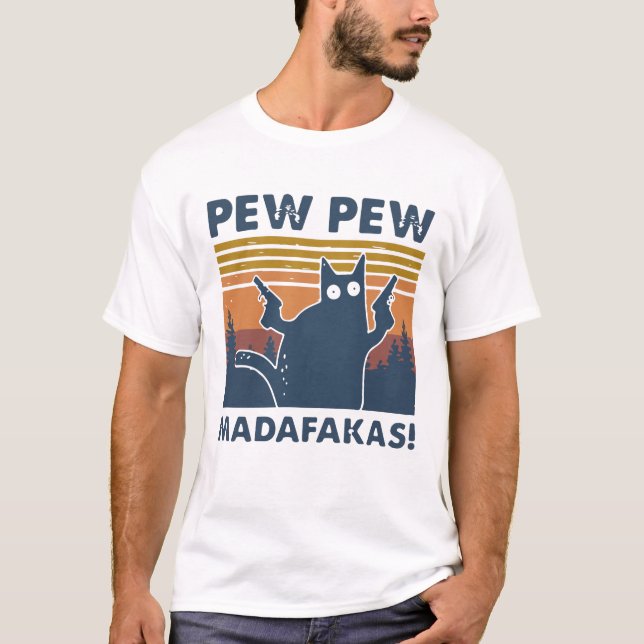 T-shirt Le Cat Pew Pew Madafakas Vintage (Devant)