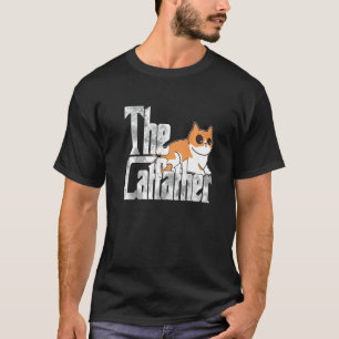 T-shirt Le Catfather Mignon Papa Chat Mafia Moustaches Mâl