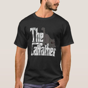T-shirt Le Catfather Mignon Papa Chat Mafia Moustaches Mâl