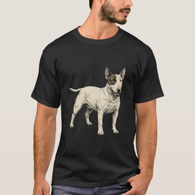 T-shirt Le Cavalier Blanc : Bull Terrier Distinctif (Devant)