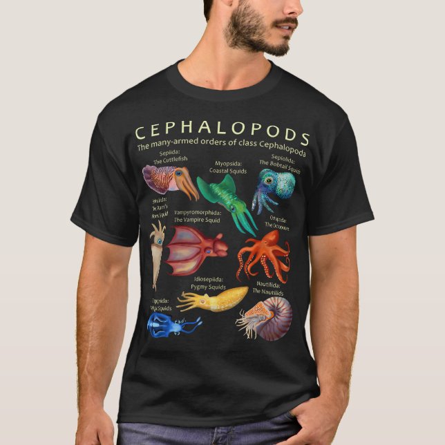T-shirt Le Céphalopode, Le Calmar Et Le Nautil (Devant)