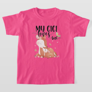T-shirt Le cerf de bois Doe et le bébé Fawn Mon Gigi m'aim