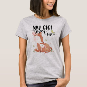 T-shirt Le cerf de bois Doe et le bébé Fawn Mon Gigi m'aim