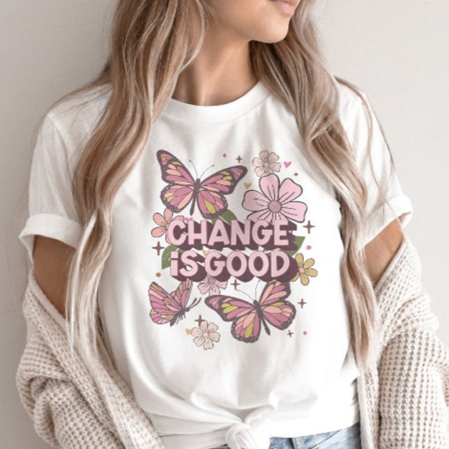 T-shirt Le changement rétro est bon papillon de marguerite (Créateur téléchargé)