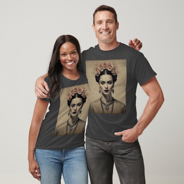 T-shirt Le charme de Frida Kahlo : Double exposition Vinta (Unisexe)