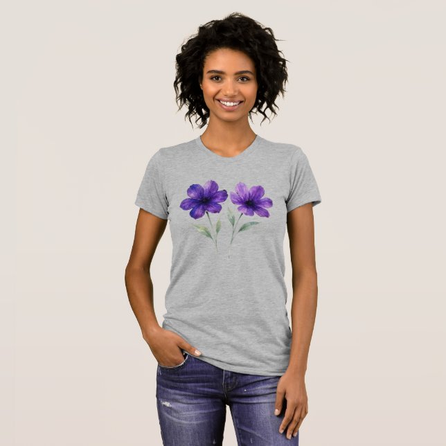 T-shirt Le charme des fleurs violettes (Devant entier)