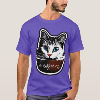 T-shirt Le chat à l'intérieur d'une coupe de café
