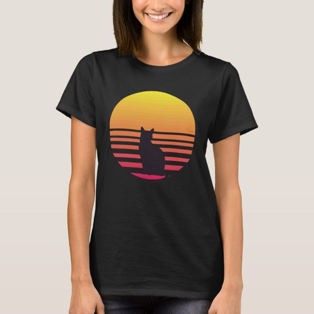 T-shirt Le chat aime les couchers de soleil (Devant)