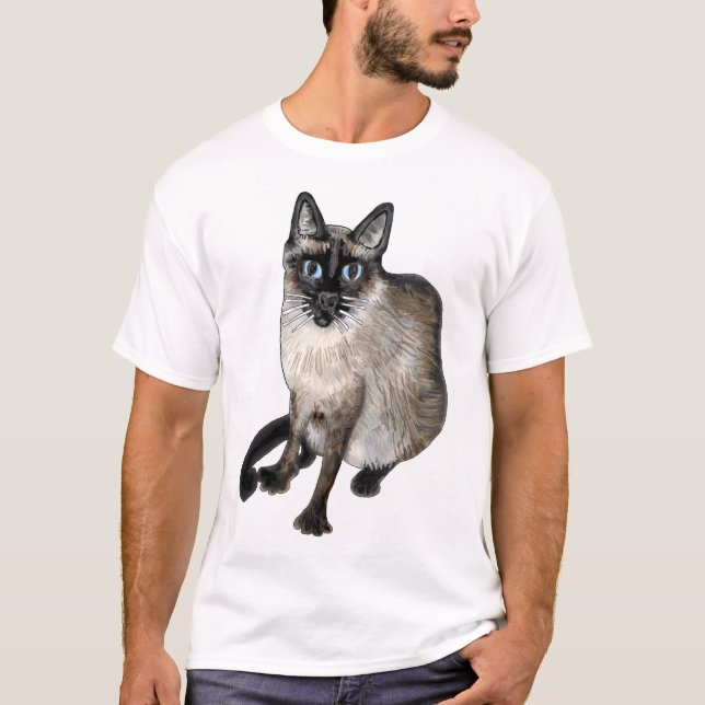 T-shirt Le chat asiatique avec "J'aime les chats !" (Devant)