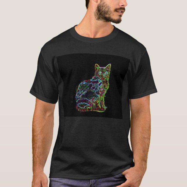 T-shirt Le chat au néon (Devant)