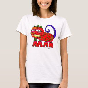 T-shirt le chat avec la queue bleue