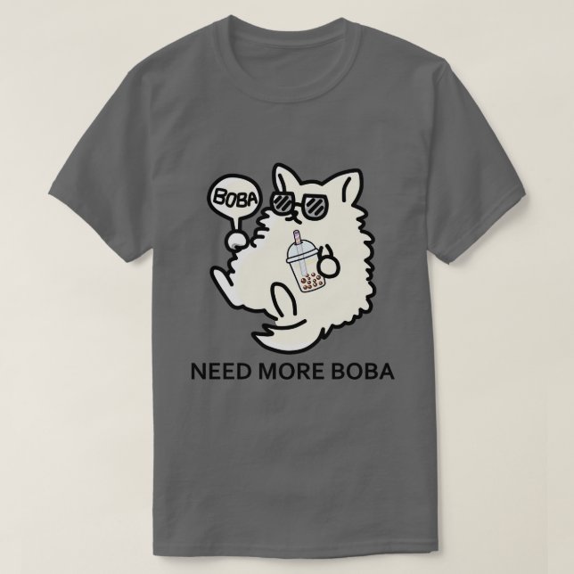 T-shirt Le Chat Boss A Besoin De Plus De Boba (Design devant)