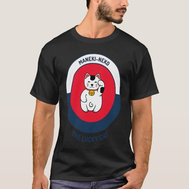 T-shirt Le Chat Chanceux Mignon Maneki Neko (Devant)