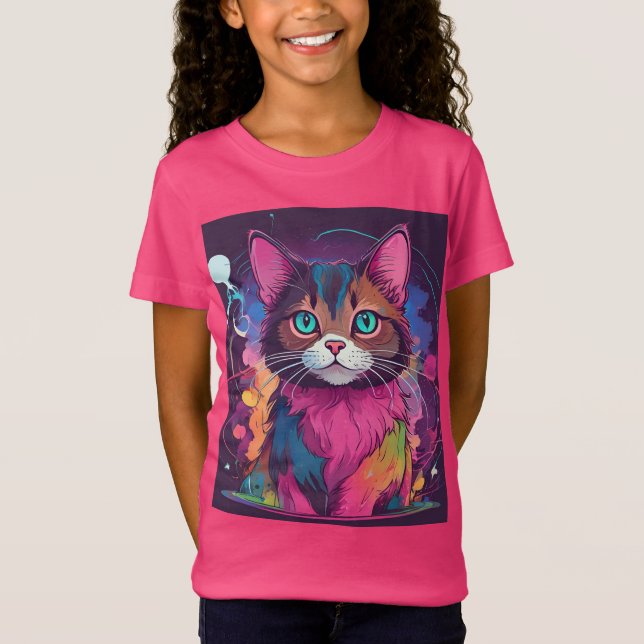 T-Shirt le chat coloré (Devant)